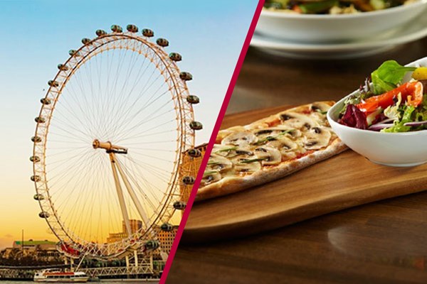 Image of London Eye and Three Course Meal with Wine at Prezzo Trafalgar Square